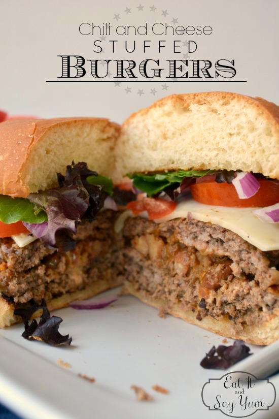 Chili and Cheese Stuffed Burgers from Eat It & Say Yum, perfect for summer!!