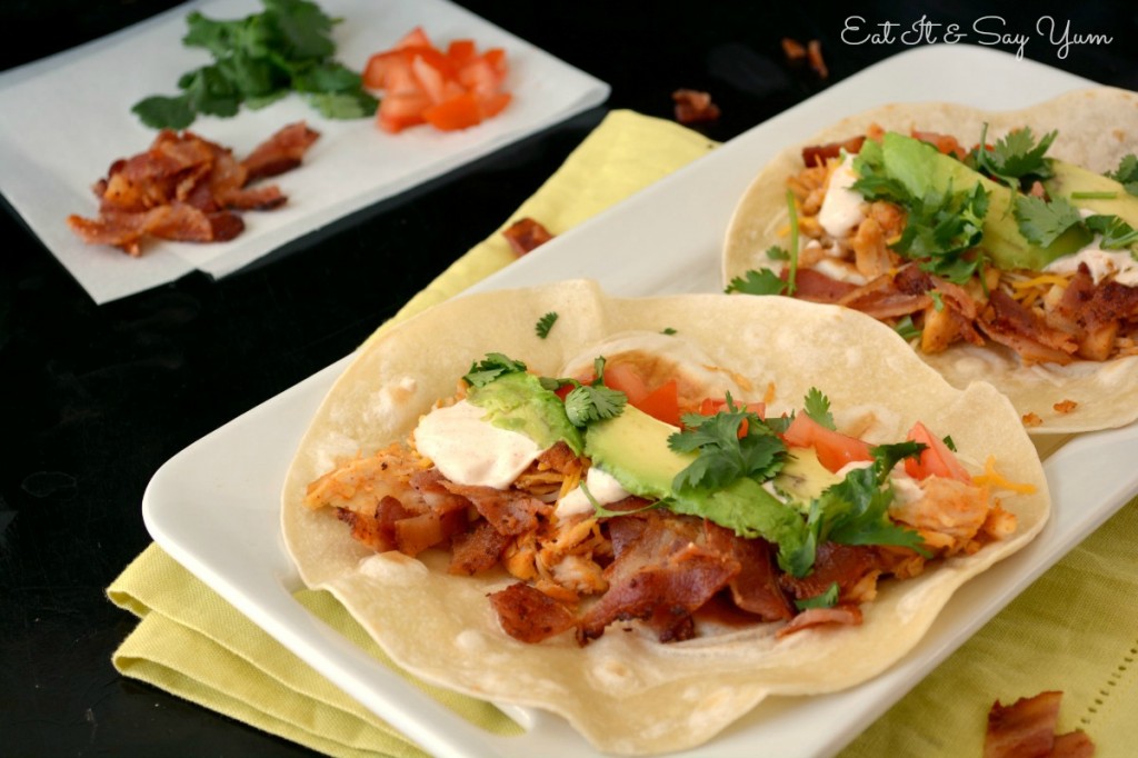 Chicken Club Tacos with Spicy Chipotle Ranch Sauce from Eat It & Say Yum