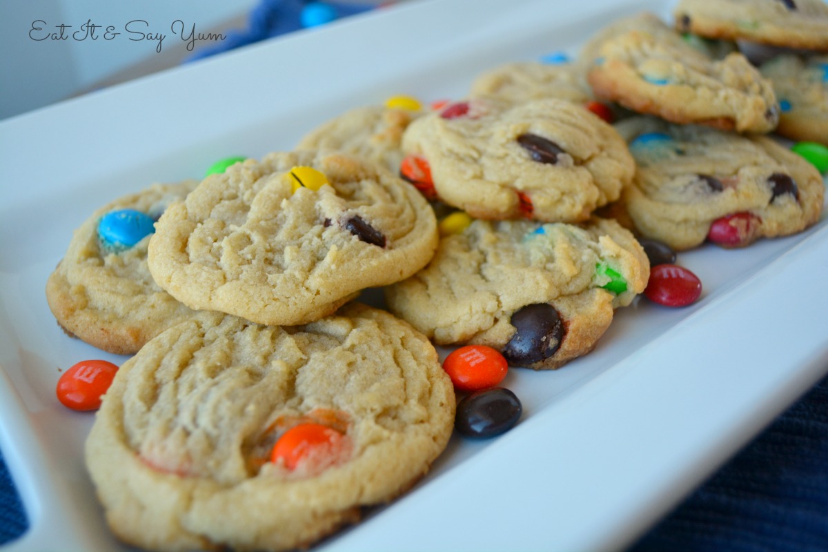 Chewy Peanut Butter Cookies with Chocolate M&M's - Yay! For Food