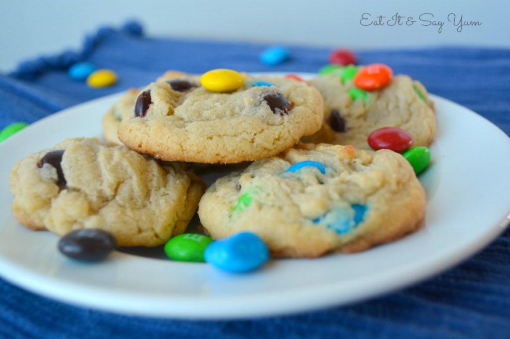Soft and Chewy M&M cookies from Eat It & Say Yum 696