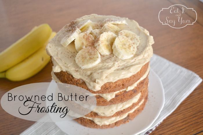 Browned Butter Frosting on Banana Cake