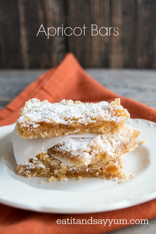 Apricot Bars are easy to make and taste delicious.  A light and refreshing dessert