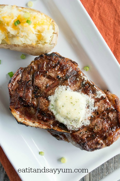 Strip Steak- with compound butter