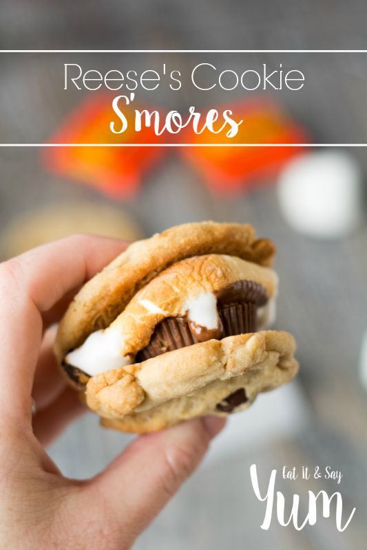 Reese's Cookie S'mores- with toasted marshmallows, chewy cookies, and of course a  Reese's Peanut Butter cup