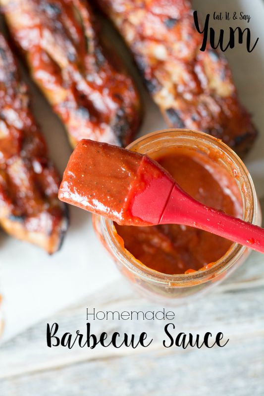 Homemade barbecue sauce- tangy and thick- perfect for ribs
