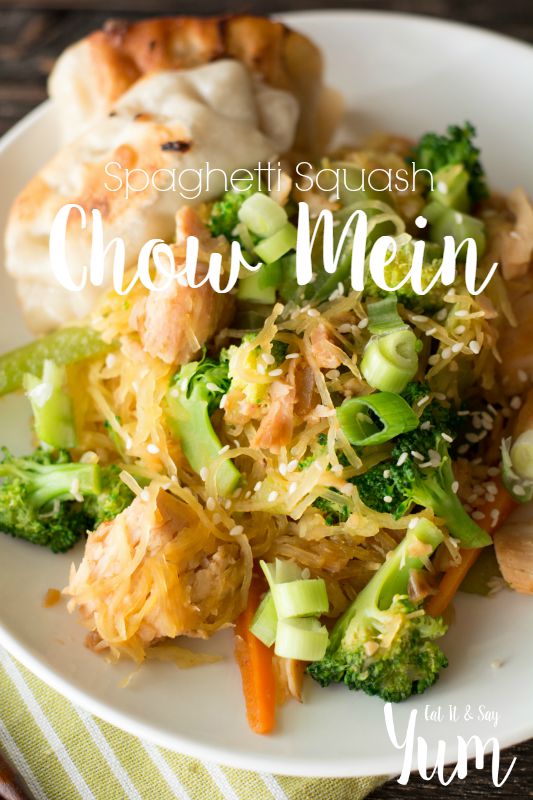 Spaghetti Squash Chow Mein a carb free recipe that will satisfy those Chinese food cravings