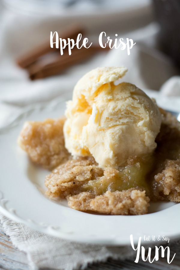 Apple Crisp dessert recipe- tender apples with a sugary, buttery topping