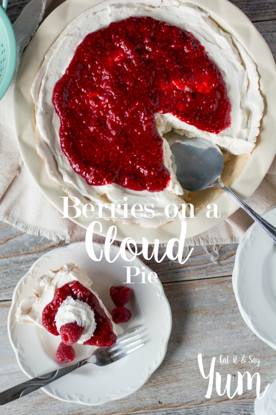 Berries on a Cloud pie- an easy no bake pie, that you can top with a variety of fruit- so delicious