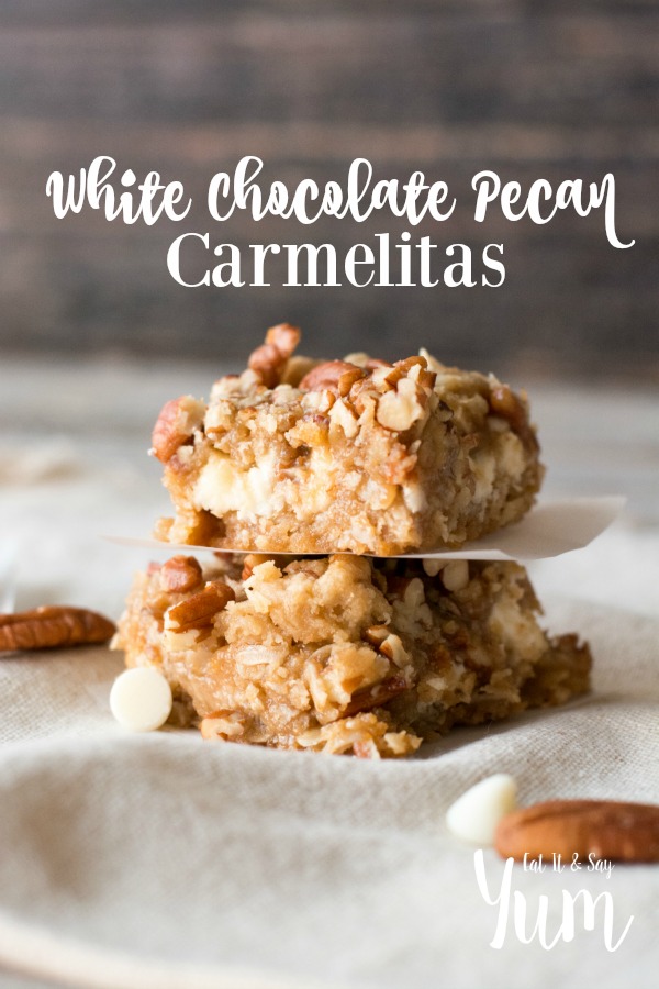 White Chocolate Pecan Carmelitas- nice and gooey, the perfect treat with a nice, nutty, crunch