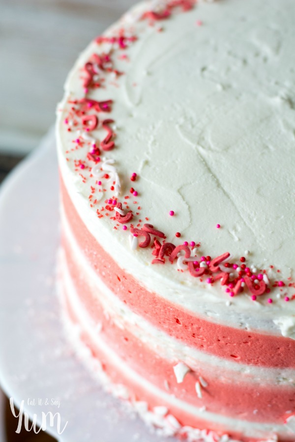 Candy Cane Cake with sprinkles