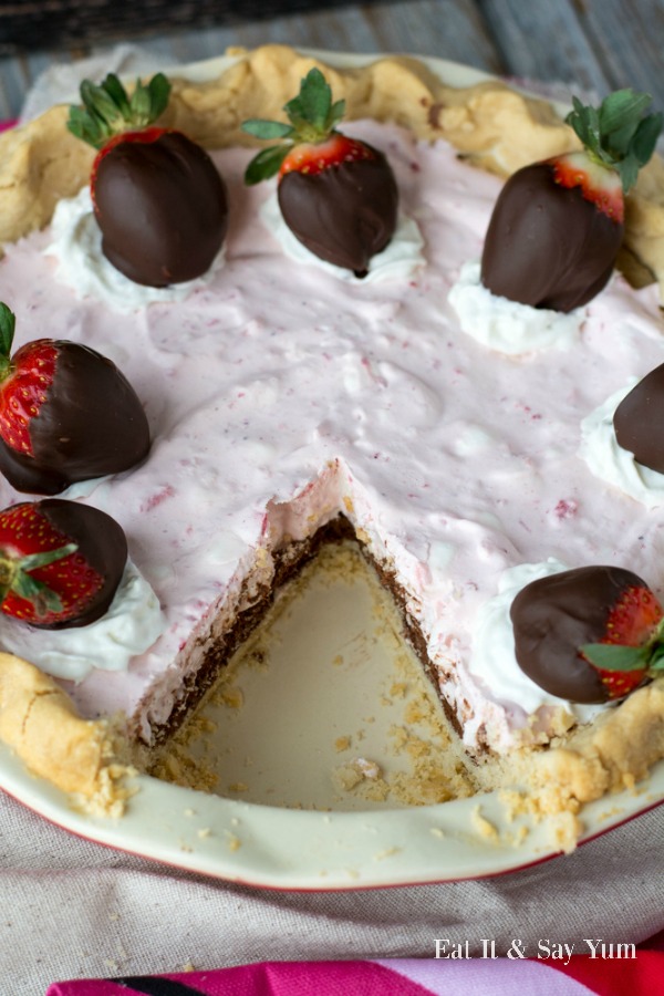 Black Bottom Strawberry Pie- chocolate and strawberries joined in a pie!