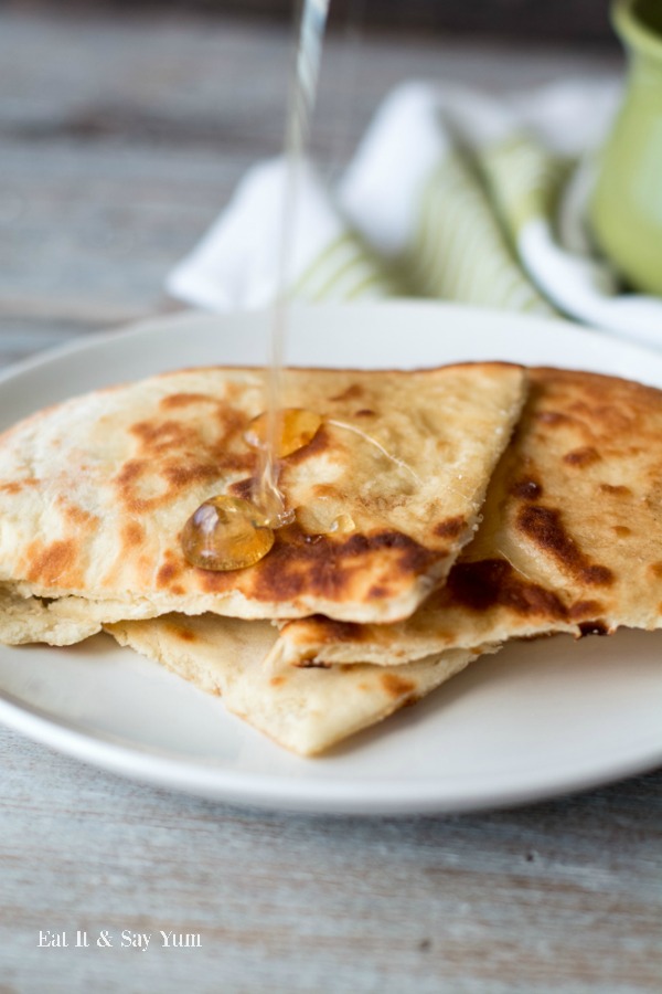 Naan Bread- tastes great with butter, honey, cinnamon and sugar, etc.