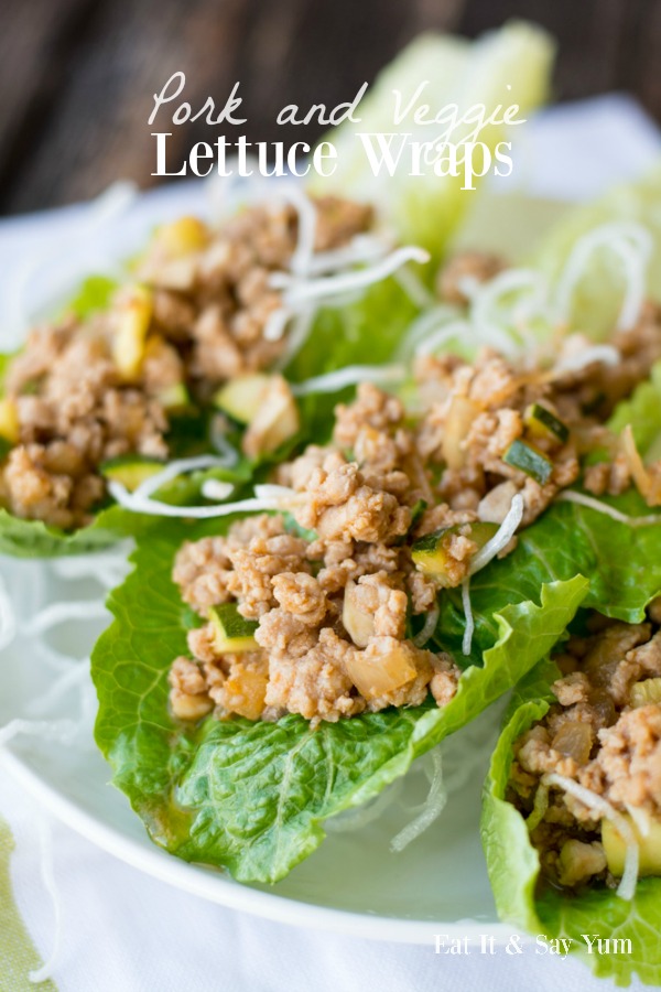Pork and Veggie Lettuce Wraps- great recipe for healthy eating, but tastes so good you'll want them all the time.