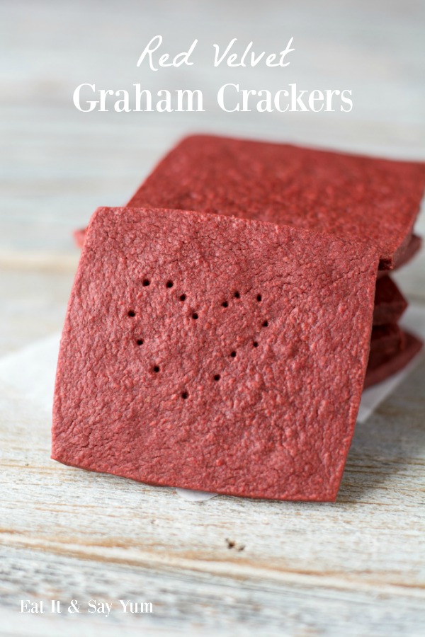 Red Velvet Graham Crackers- a fun snack for Valentine's or any time!  Great for making s'mores!