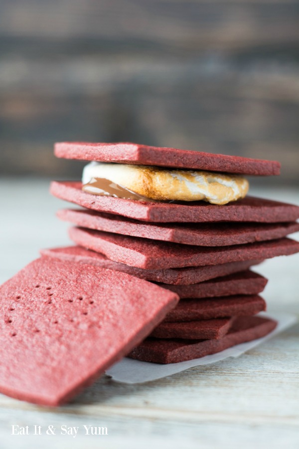 Red Velvet Graham Crackers-perfect for making s'mores, fun to make cute shapes when you prick holes in them