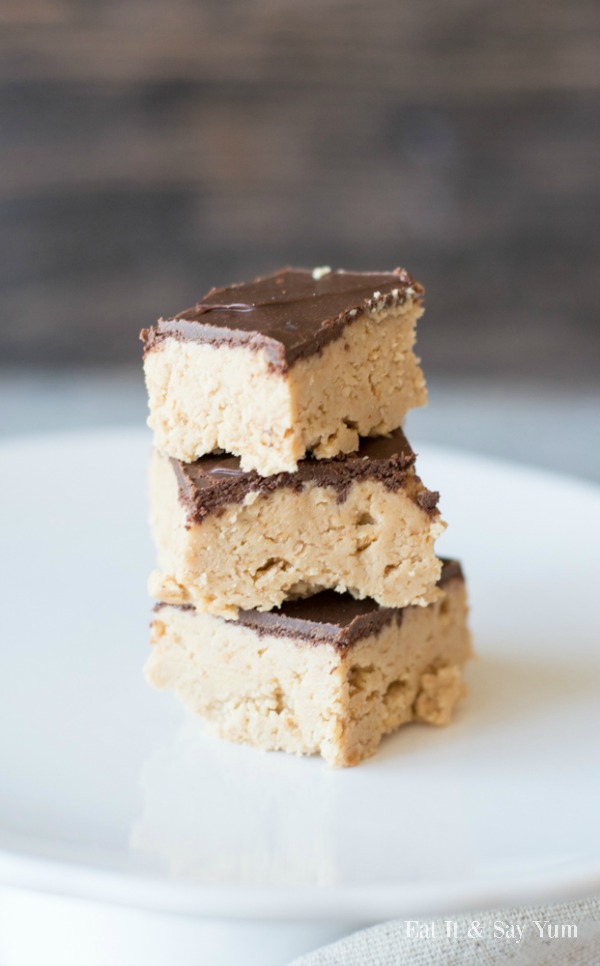 Reese's Candy Squares- a layer of sweet peanut butter topped with chocolate- in easy to make and serve squares