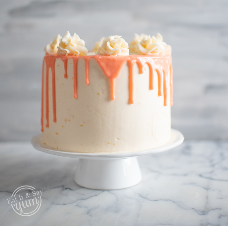Grapefruit cake recipe with triple berry filling- perfect for spring and summer and Easter