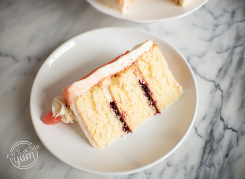 Grapfruit Cake slice with triple berry filling